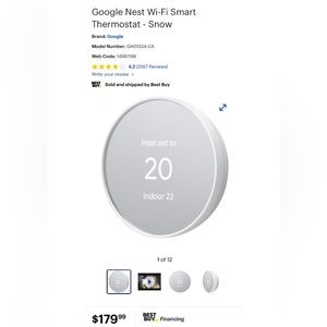 NEW Google Nest Wi-Fi Smart Thermostat - Snow